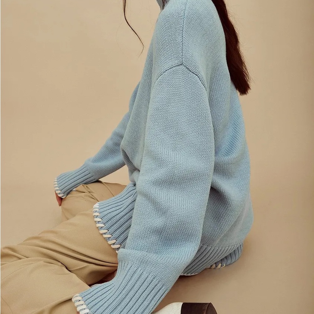 ISO NA-KD X AMALIE STAR POLO NECK KNITTED BLACK OR BLUE MEDIUM OR LARGE